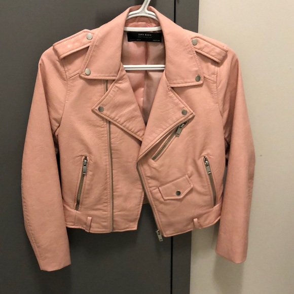 Zara Basics Leather Jacket - Pink XS - Picture 1 of 2